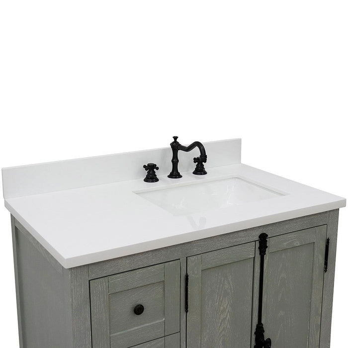 Bellaterra Home Plantation 37" 2-Door 3-Drawer Gray Ash Freestanding Vanity Set - Luxe Vanity & Tub