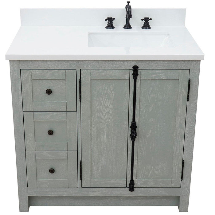 Bellaterra Home Plantation 37" 2-Door 3-Drawer Gray Ash Freestanding Vanity Set - Luxe Vanity & Tub