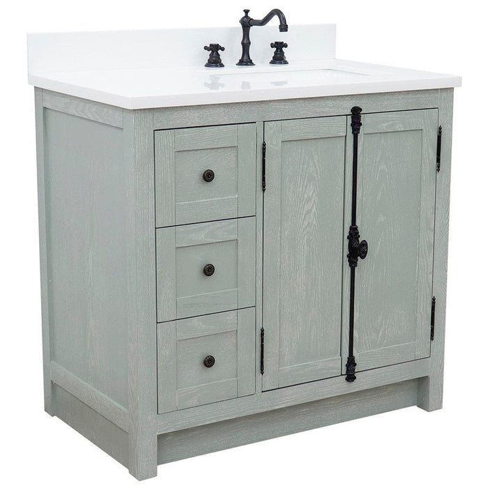 Bellaterra Home Plantation 37" 2-Door 3-Drawer Gray Ash Freestanding Vanity Set - Luxe Vanity & Tub