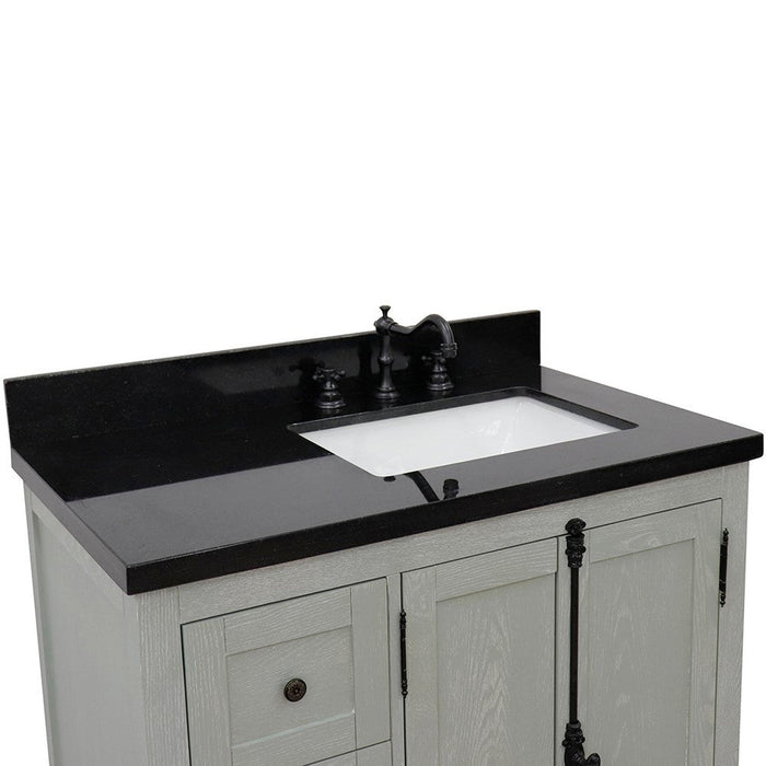 Bellaterra Home Plantation 37" 2-Door 3-Drawer Gray Ash Freestanding Vanity Set - Luxe Vanity & Tub