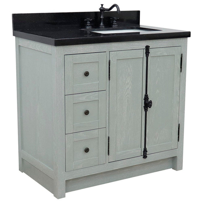 Bellaterra Home Plantation 37" 2-Door 3-Drawer Gray Ash Freestanding Vanity Set - Luxe Vanity & Tub