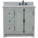 Bellaterra Home Plantation 37" 2-Door 3-Drawer Gray Ash Freestanding Vanity Set - Luxe Vanity & Tub