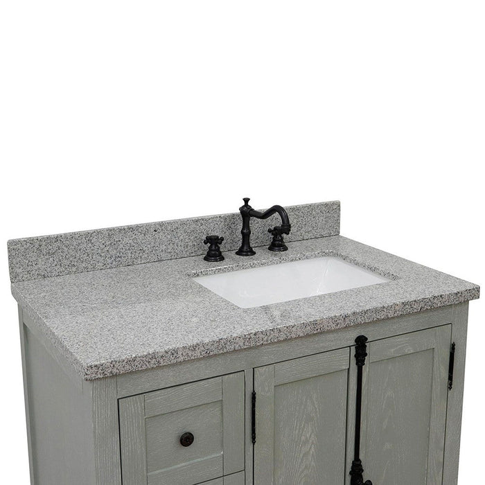 Bellaterra Home Plantation 37" 2-Door 3-Drawer Gray Ash Freestanding Vanity Set - Luxe Vanity & Tub