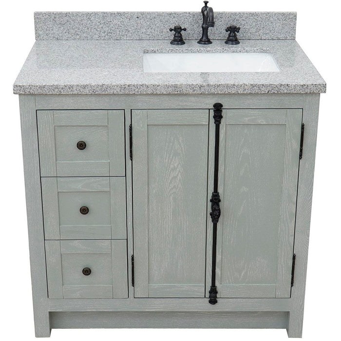 Bellaterra Home Plantation 37" 2-Door 3-Drawer Gray Ash Freestanding Vanity Set - Luxe Vanity & Tub