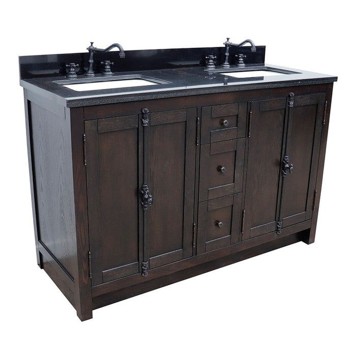 Bellaterra Home Plantation 55" 4-Door 3-Drawer Brown Ash Freestanding Vanity Set - Luxe Vanity & Tub