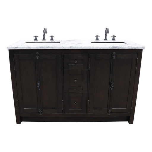 Bellaterra Home Plantation 55" 4-Door 3-Drawer Brown Ash Freestanding Vanity Set - Luxe Vanity & Tub