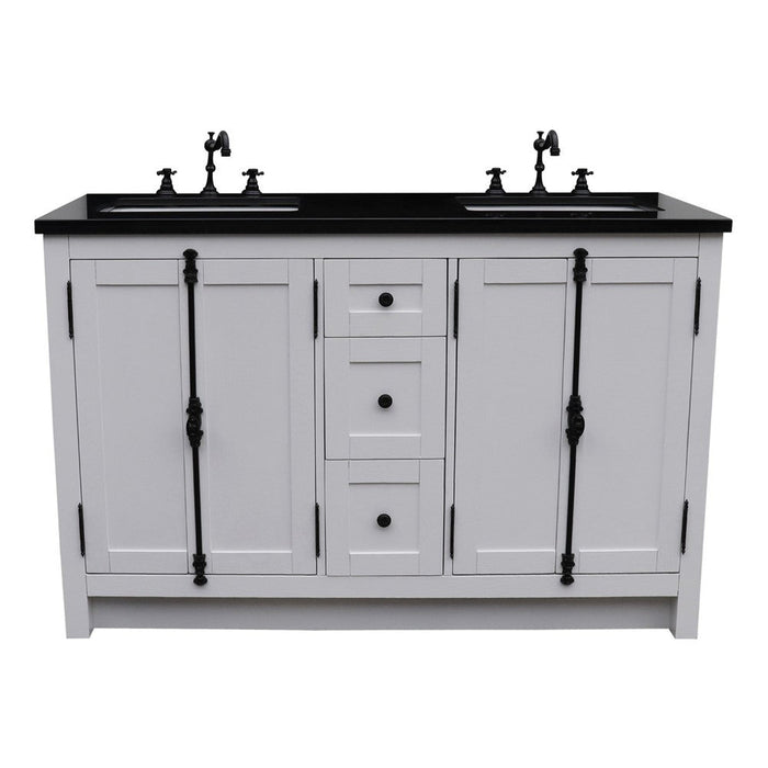 Bellaterra Home Plantation 55" 4-Door 3-Drawer Glacier Ash Freestanding Vanity Set - Luxe Vanity & Tub