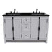 Bellaterra Home Plantation 55" 4-Door 3-Drawer Glacier Ash Freestanding Vanity Set - Luxe Vanity & Tub