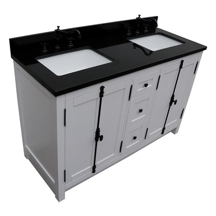 Bellaterra Home Plantation 55" 4-Door 3-Drawer Glacier Ash Freestanding Vanity Set - Luxe Vanity & Tub