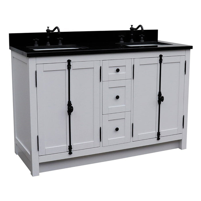 Bellaterra Home Plantation 55" 4-Door 3-Drawer Glacier Ash Freestanding Vanity Set - Luxe Vanity & Tub