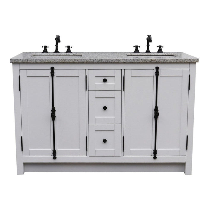 Bellaterra Home Plantation 55" 4-Door 3-Drawer Glacier Ash Freestanding Vanity Set - Luxe Vanity & Tub