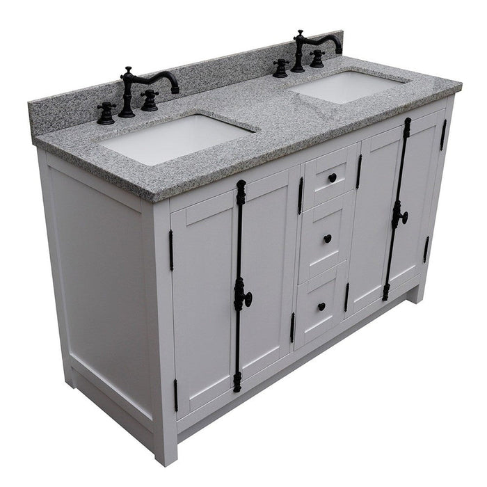 Bellaterra Home Plantation 55" 4-Door 3-Drawer Glacier Ash Freestanding Vanity Set - Luxe Vanity & Tub