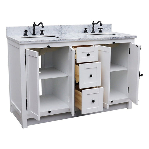 Bellaterra Home Plantation 55" 4-Door 3-Drawer Glacier Ash Freestanding Vanity Set - Luxe Vanity & Tub