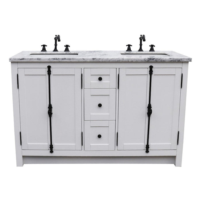 Bellaterra Home Plantation 55" 4-Door 3-Drawer Glacier Ash Freestanding Vanity Set - Luxe Vanity & Tub