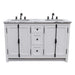 Bellaterra Home Plantation 55" 4-Door 3-Drawer Glacier Ash Freestanding Vanity Set - Luxe Vanity & Tub