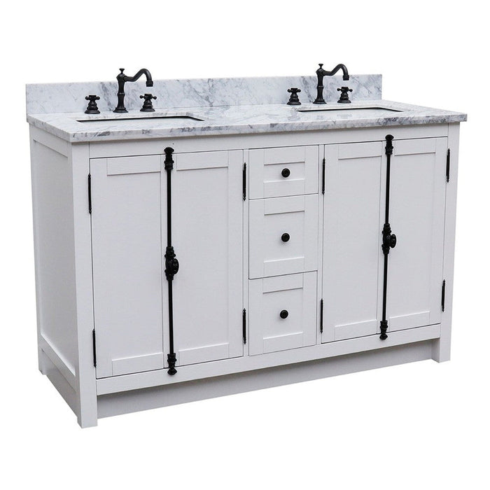 Bellaterra Home Plantation 55" 4-Door 3-Drawer Glacier Ash Freestanding Vanity Set - Luxe Vanity & Tub