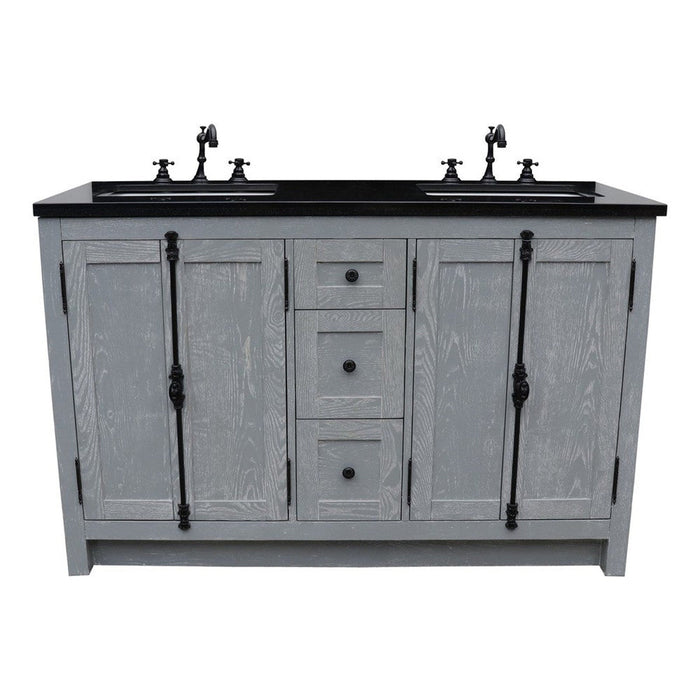 Bellaterra Home Plantation 55" 4-Door 3-Drawer Gray Ash Freestanding Vanity Set - Luxe Vanity & Tub