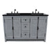 Bellaterra Home Plantation 55" 4-Door 3-Drawer Gray Ash Freestanding Vanity Set - Luxe Vanity & Tub