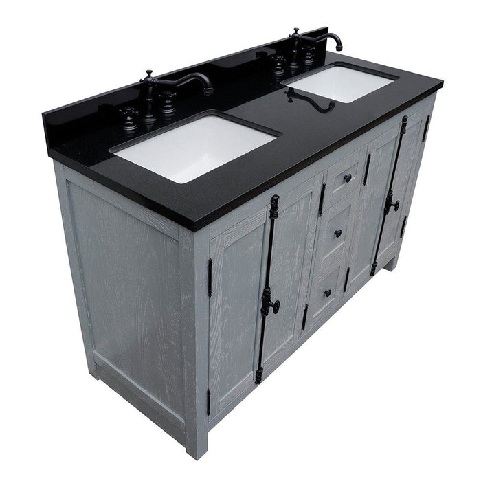 Bellaterra Home Plantation 55" 4-Door 3-Drawer Gray Ash Freestanding Vanity Set - Luxe Vanity & Tub