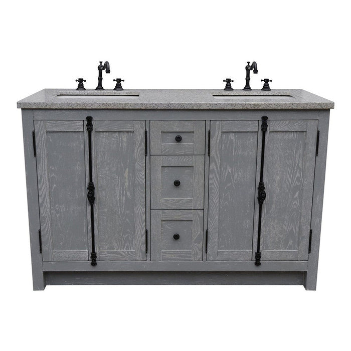 Bellaterra Home Plantation 55" 4-Door 3-Drawer Gray Ash Freestanding Vanity Set - Luxe Vanity & Tub