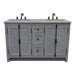 Bellaterra Home Plantation 55" 4-Door 3-Drawer Gray Ash Freestanding Vanity Set - Luxe Vanity & Tub