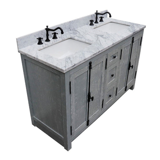 Bellaterra Home Plantation 55" 4-Door 3-Drawer Gray Ash Freestanding Vanity Set - Luxe Vanity & Tub