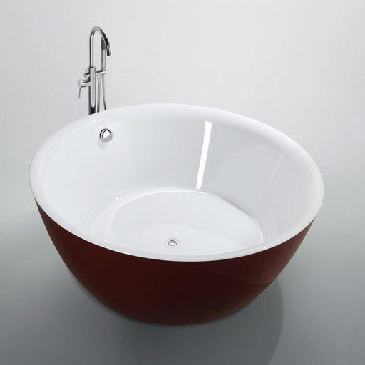 Bellaterra Home Prato 59" x 24" Glossy Red Round Acrylic Freestanding Soaking Bathtub - Luxe Vanity & Tub