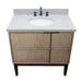 Bellaterra Home Scandi 37" 1-Door 2-Drawer Linen Brown Freestanding Vanity Set With Ceramic Undermount Oval Sink and Gray Granite Top - Luxe Vanity & Tub