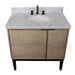 Bellaterra Home Scandi 37" 1-Door 2-Drawer Linen Brown Freestanding Vanity Set With Ceramic Undermount Oval Sink and White Carrara Marble Top - Luxe Vanity & Tub