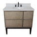 Bellaterra Home Scandi 37" 1-Door 2-Drawer Linen Brown Freestanding Vanity Set With Ceramic Undermount Oval Sink and White Quartz Top - Luxe Vanity & Tub