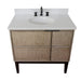 Bellaterra Home Scandi 37" 1-Door 2-Drawer Linen Brown Freestanding Vanity Set With Ceramic Undermount Oval Sink and White Quartz Top - Luxe Vanity & Tub