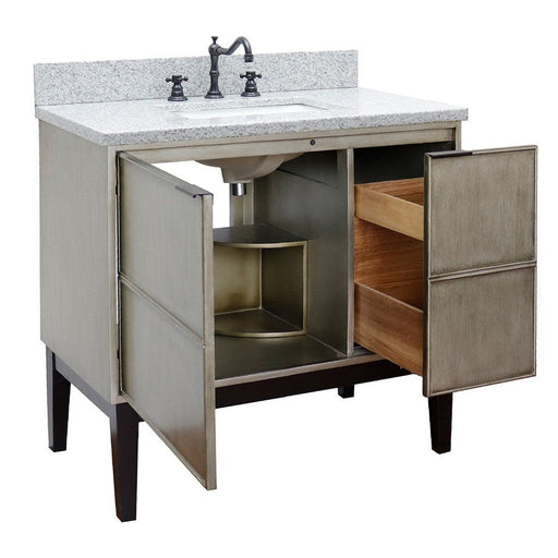 Bellaterra Home Scandi 37" 1-Door 2-Drawer Linen Brown Freestanding Vanity Set With Ceramic Undermount Rectangular Sink and Gray Granite Top - Luxe Vanity & Tub