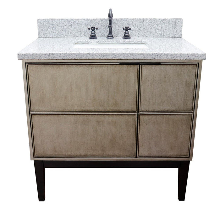 Bellaterra Home Scandi 37" 1-Door 2-Drawer Linen Brown Freestanding Vanity Set With Ceramic Undermount Rectangular Sink and Gray Granite Top - Luxe Vanity & Tub