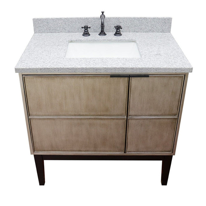 Bellaterra Home Scandi 37" 1-Door 2-Drawer Linen Brown Freestanding Vanity Set With Ceramic Undermount Rectangular Sink and Gray Granite Top - Luxe Vanity & Tub