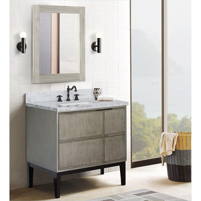 Bellaterra Home Scandi 37" 1-Door 2-Drawer Linen Brown Freestanding Vanity Set With Ceramic Undermount Rectangular Sink and White Carrara Marble Top