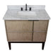 Bellaterra Home Scandi 37" 1-Door 2-Drawer Linen Brown Freestanding Vanity Set With Ceramic Undermount Rectangular Sink and White Carrara Marble Top - Luxe Vanity & Tub