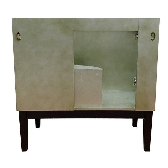 Bellaterra Home Scandi 37" 1-Door 2-Drawer Linen Brown Freestanding Vanity Set With Ceramic Undermount Rectangular Sink and White Quartz Top - Luxe Vanity & Tub