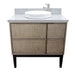 Bellaterra Home Scandi 37" 1-Door 2-Drawer Linen Brown Freestanding Vanity Set With Ceramic Vessel Sink and Gray Granite Top - Luxe Vanity & Tub