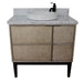 Bellaterra Home Scandi 37" 1-Door 2-Drawer Linen Brown Freestanding Vanity Set With Ceramic Vessel Sink and White Carrara Marble Top - Luxe Vanity & Tub