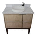 Bellaterra Home Scandi 37" 1-Door 2-Drawer Linen Brown Freestanding Vanity Set With Ceramic Vessel Sink and White Carrara Marble Top - Luxe Vanity & Tub