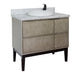 Bellaterra Home Scandi 37" 1-Door 2-Drawer Linen Brown Freestanding Vanity Set With Ceramic Vessel Sink and White Carrara Marble Top - Luxe Vanity & Tub