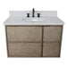 Bellaterra Home Scandi 37" 1-Door 2-Drawer Linen Brown Wall-Mount Vanity Set With Ceramic Undermount Oval Sink and White Quartz Top - Luxe Vanity & Tub