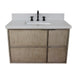 Bellaterra Home Scandi 37" 1-Door 2-Drawer Linen Brown Wall-Mount Vanity Set With Ceramic Undermount Rectangular Sink and White Quartz Top - Luxe Vanity & Tub