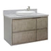 Bellaterra Home Scandi 37" 1-Door 2-Drawer Linen Brown Wall-Mount Vanity Set With Ceramic Vessel Sink and Gray Granite Top - Luxe Vanity & Tub