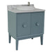 Bellaterra Home Stora 31" 2-Door 1-Drawer Aqua Blue Freestanding Vanity Set With Ceramic Vessel Sink and White Carrara Marble Top - Luxe Vanity & Tub