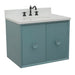 Bellaterra Home Stora 31" 2-Door 1-Drawer Aqua Blue Wall-Mount Vanity Set With Ceramic Undermount Oval Sink and White Quartz Top - Luxe Vanity & Tub