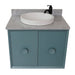 Bellaterra Home Stora 31" 2-Door 1-Drawer Aqua Blue Wall-Mount Vanity Set With Ceramic Vessel Sink and Gray Granite Top - Luxe Vanity & Tub