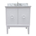 Bellaterra Home Stora 31" 2-Door 1-Drawer White Freestanding Vanity Set With Ceramic Undermount Oval Sink and White Carrara Marble Top - Luxe Vanity & Tub