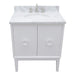 Bellaterra Home Stora 31" 2-Door 1-Drawer White Freestanding Vanity Set With Ceramic Undermount Oval Sink and White Carrara Marble Top - Luxe Vanity & Tub