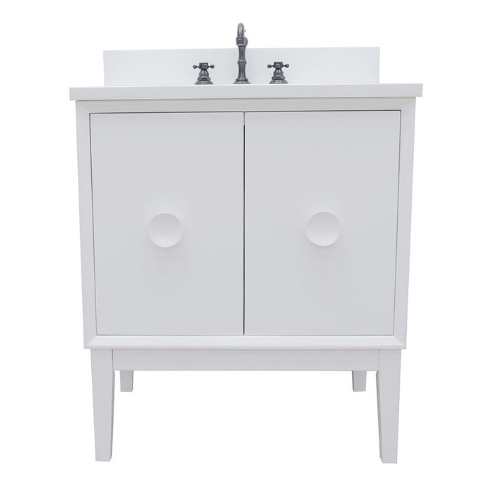 Bellaterra Home Stora 31" 2-Door 1-Drawer White Freestanding Vanity Set With Ceramic Undermount Oval Sink and White Quartz Top - Luxe Vanity & Tub